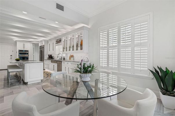 Dining room, Interior, Kitchen, Recessed Lighting, Stainless Steel Appliances