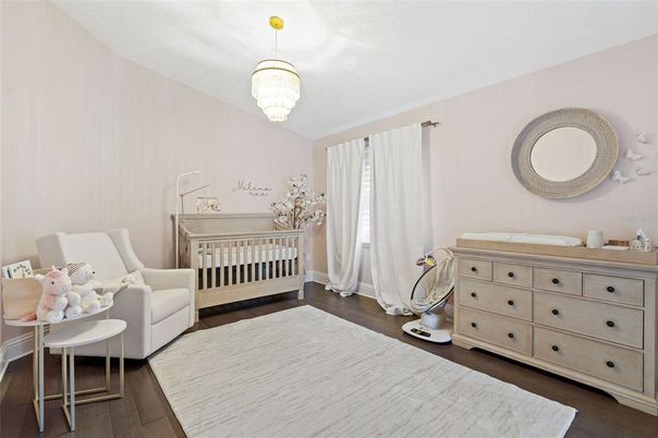 Bedroom, Chandelier, Interior, Wood Texture Flooring