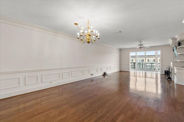 Chandelier, Empty room, Interior, Wood Texture Flooring