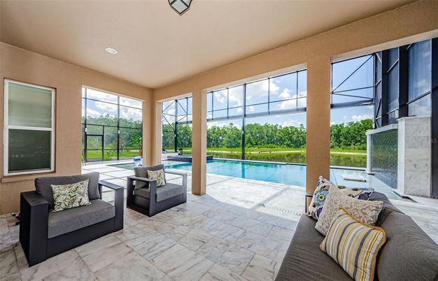 Interior, Living room, Marble, Pool, Recessed Lighting, Sun Room