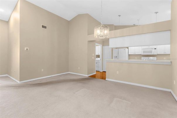 Empty room, Interior, Kitchen, Pendant Lights