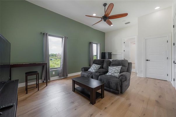 Interior, Living room, Recessed Lighting, Wood Texture Flooring