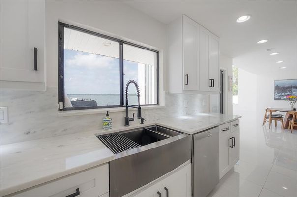 Interior, Kitchen, Recessed Lighting, Stainless Steel Appliances, Water