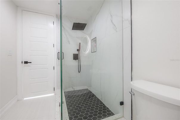 Bathroom, Glass Shower, Interior, Marble Walls