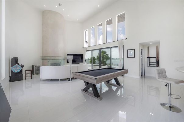 Billiard Table, Fireplace, Game Room, Interior, Recessed Lighting