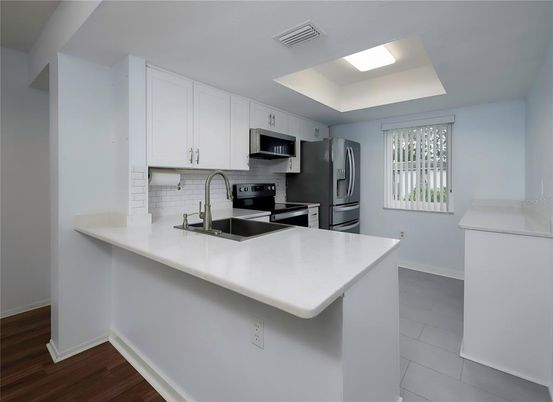 Interior, Kitchen, Stainless Steel Appliances, Wood Texture Flooring