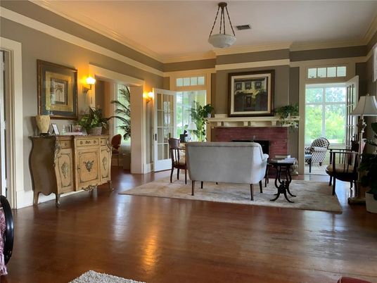 Fireplace, Interior, Pendant Lights, Wood Texture Flooring