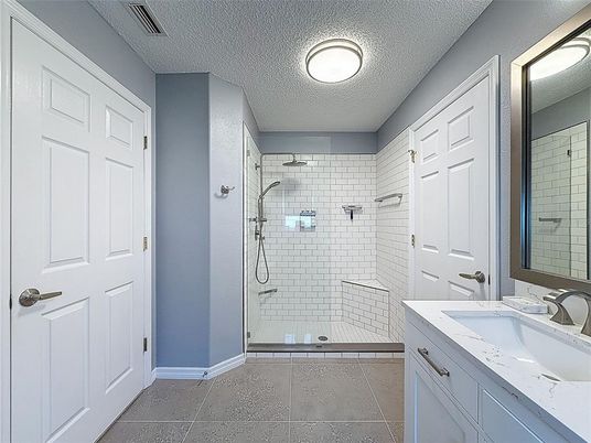 Bathroom, Dual Sink Vanities, Glass Shower, Interior