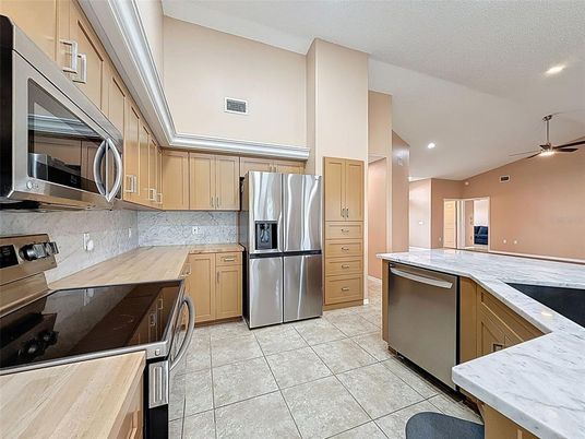 Interior, Kitchen, Recessed Lighting, Stainless Steel Appliances