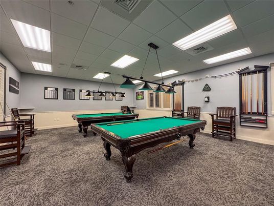 Billiard Table, Game Room, Interior, Pendant Lights, Recessed Lighting
