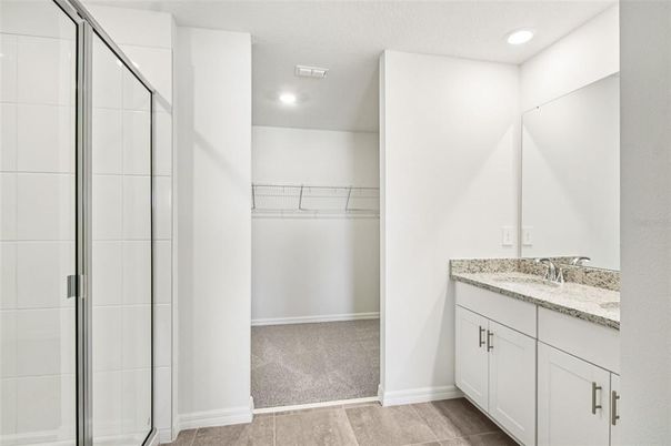 Bathroom, Glass Shower, Interior, Recessed Lighting, Walk-in Closets