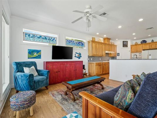 Interior, Kitchen, Recessed Lighting, Wood Texture Flooring