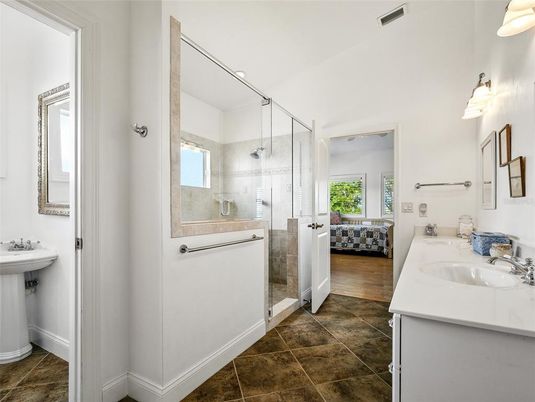 Bathroom, Dual Sink Vanities, Glass Shower, Interior