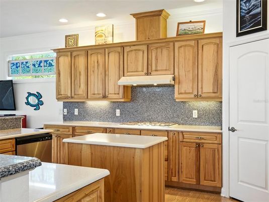 Interior, Kitchen, Recessed Lighting, Wood Texture Flooring