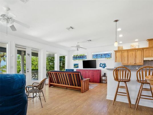 Interior, Kitchen, Living room, Pendant Lights, Recessed Lighting, Wood Texture Flooring