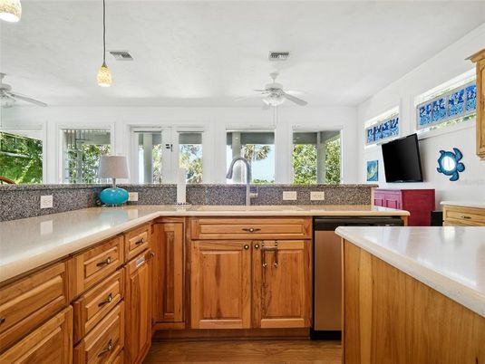 Interior, Kitchen, Pendant Lights, Wood Texture Flooring