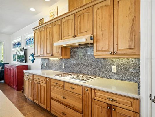 Interior, Kitchen, Recessed Lighting, Wood Texture Flooring