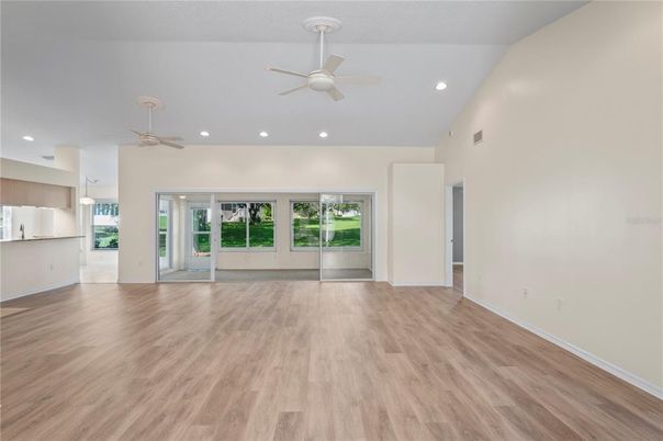 Empty room, Interior, Recessed Lighting, Wood Texture Flooring