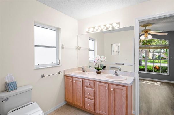 Bathroom, Dual Sink Vanities, Interior, Wood Texture Flooring