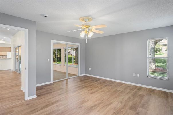 Empty room, Interior, Recessed Lighting, Wood Texture Flooring