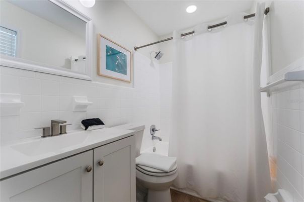 Bathroom, Interior, Recessed Lighting, Wood Texture Flooring