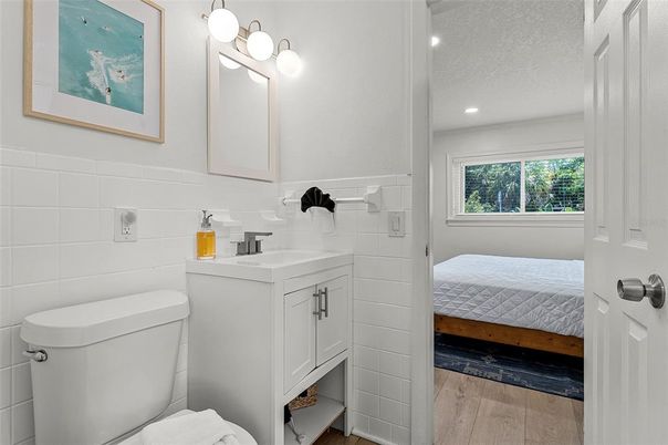 Bathroom, Bedroom, Interior, Recessed Lighting, Wood Texture Flooring