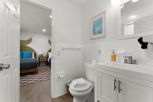 Bathroom, Bedroom, Interior, Recessed Lighting, Wood Texture Flooring