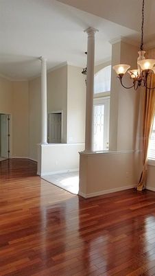 Chandelier, Empty room, Interior, Wood Texture Flooring