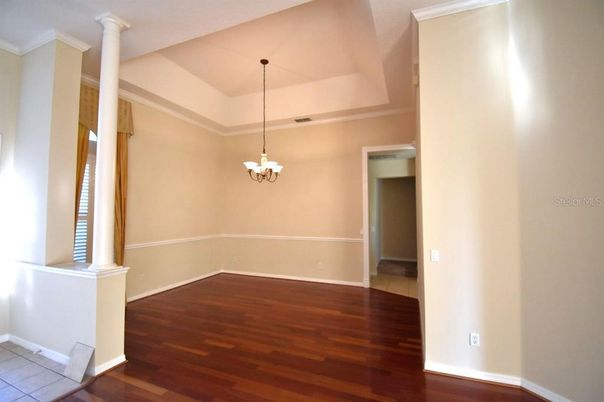 Chandelier, Empty room, Interior, Wood Texture Flooring