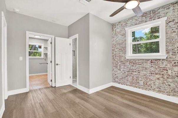 Empty room, Interior, Stone Walls, Wood Texture Flooring
