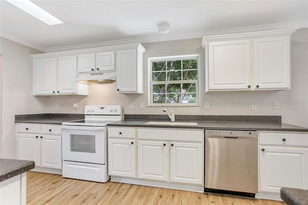 Interior, Kitchen, Recessed Lighting, Wood Texture Flooring