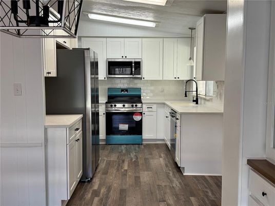 Interior, Kitchen, Stainless Steel Appliances, Wood Texture Flooring