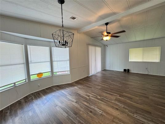 Empty room, Interior, Pendant Lights, Wood Texture Flooring