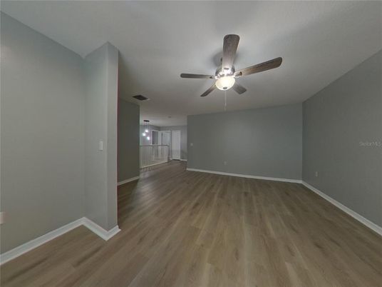 Empty room, Interior, Pendant Lights, Wood Texture Flooring