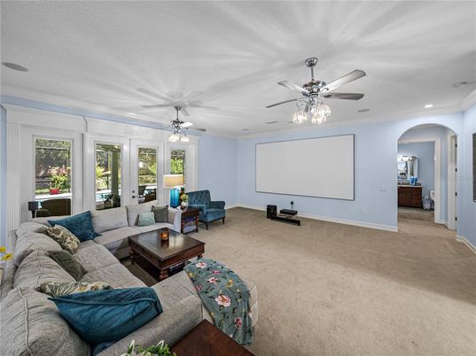 Interior, Living room, Projection Screen, Recessed Lighting