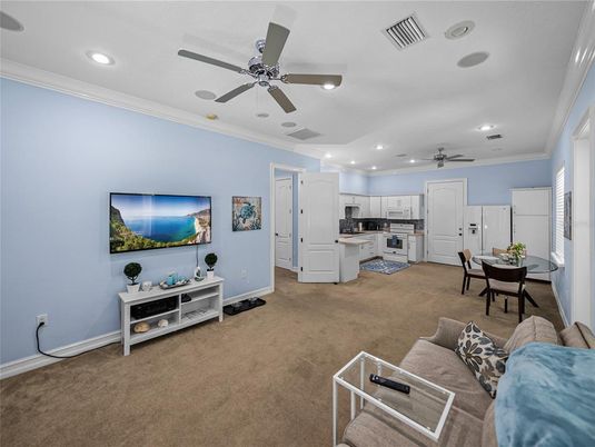 Dining room, Interior, Kitchen, Living room, Recessed Lighting