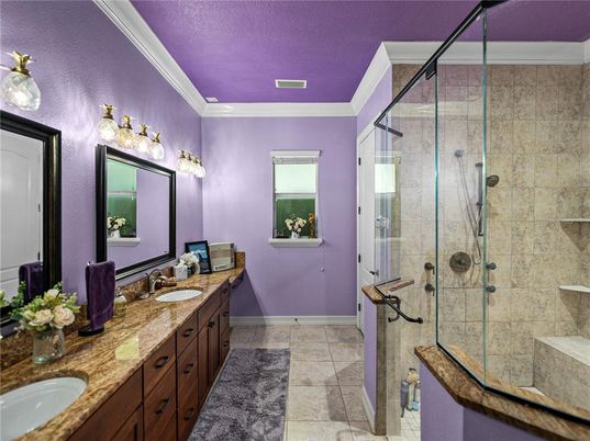 Bathroom, Dual Sink Vanities, Glass Shower, Interior