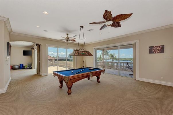 Billiard Table, Game Room, Interior, Pendant Lights, Recessed Lighting, Water