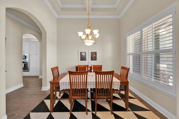 Chandelier, Dining room, Interior, Wood Texture Flooring