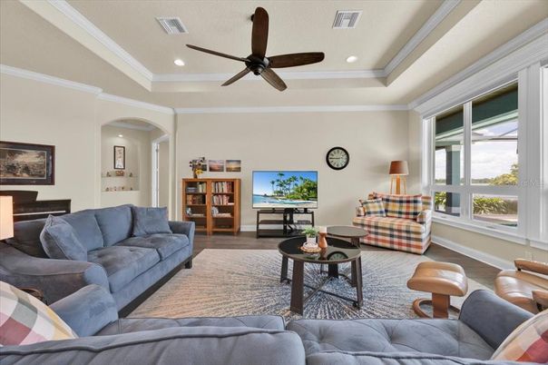 Interior, Living room, Recessed Lighting, Wood Texture Flooring