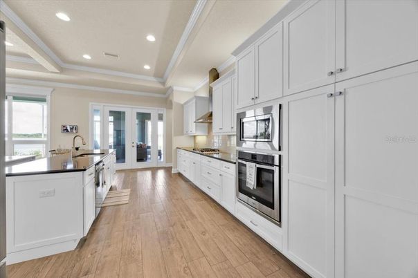 Interior, Kitchen, Recessed Lighting, Wood Texture Flooring