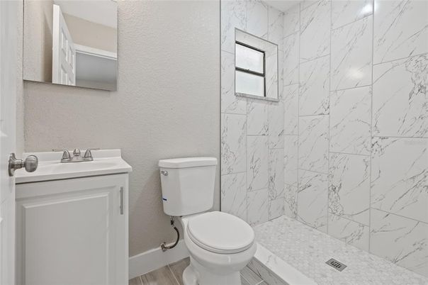 Bathroom, Interior, Marble Walls, Wood Texture Flooring