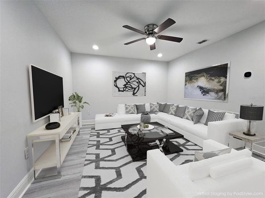 Interior, Living room, Recessed Lighting, Wood Texture Flooring