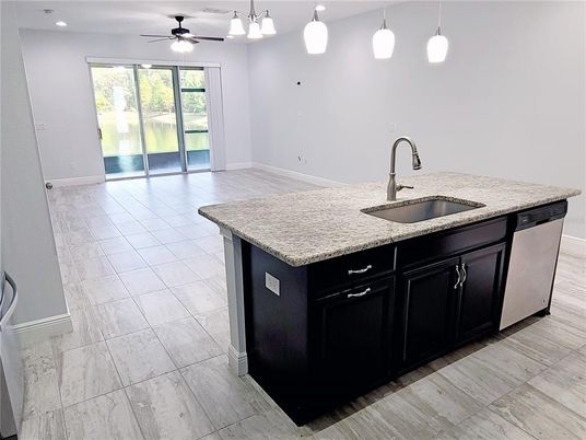 Interior, Kitchen, Marble, Pendant Lights, Recessed Lighting