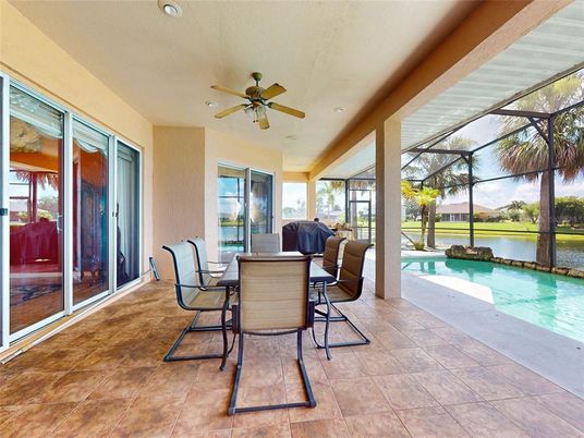 Dining room, Glass Ceilings, Interior, Pool, Recessed Lighting, Sun Room, Water