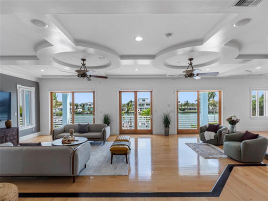 Interior, Living room, Recessed Lighting, Water, Wood Texture Flooring