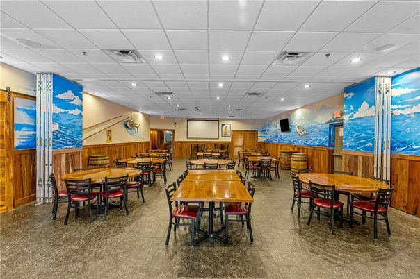 Dining room, Interior, Recessed Lighting, Wooden Walls