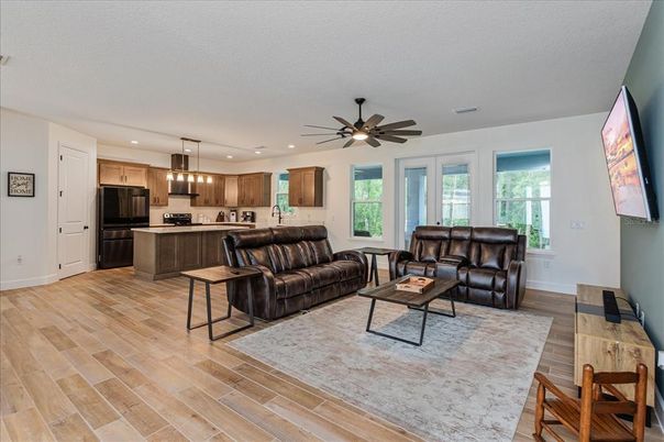 Interior, Kitchen, Living room, Pendant Lights, Recessed Lighting, Stainless Steel Appliances, Wood Texture Flooring