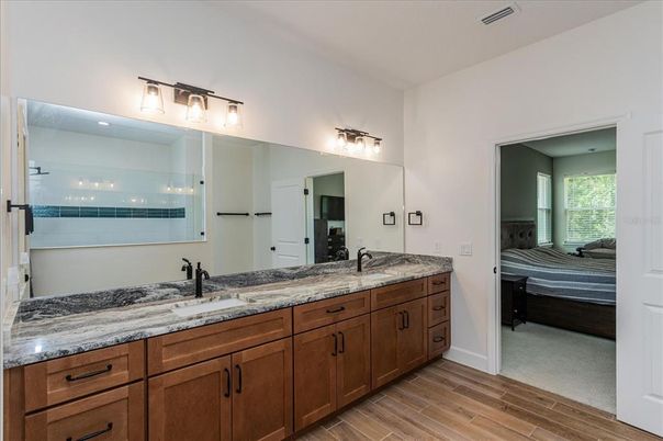 Bathroom, Bedroom, Dual Sink Vanities, Interior, Wood Texture Flooring