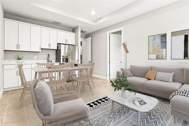Dining room, Interior, Kitchen, Living room, Recessed Lighting, Stainless Steel Appliances